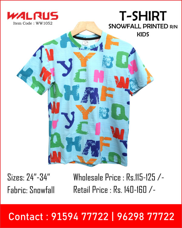 Kids Snowfall Printed Half Sleeve T Shirt