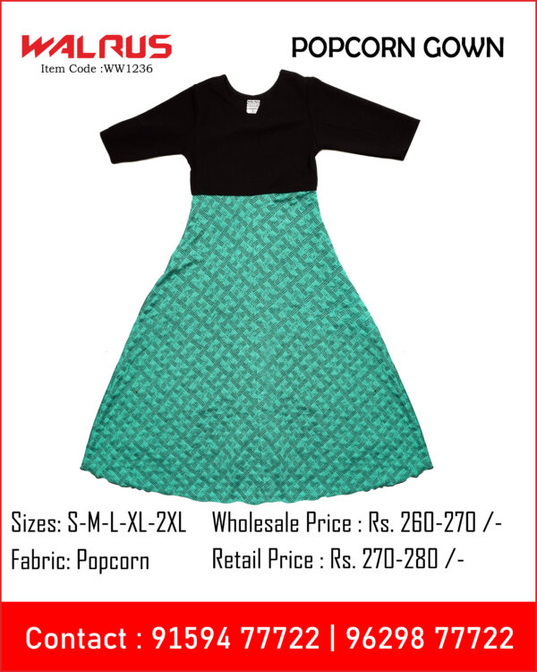 Popcorn Gown With Embroidery