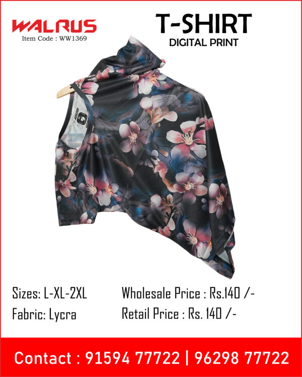 Girls Digital Print Round Neck T Shirt
