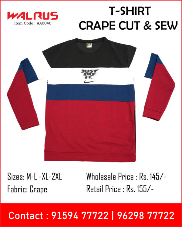 Crape Cut&Sew Full Sleeve T Shirt